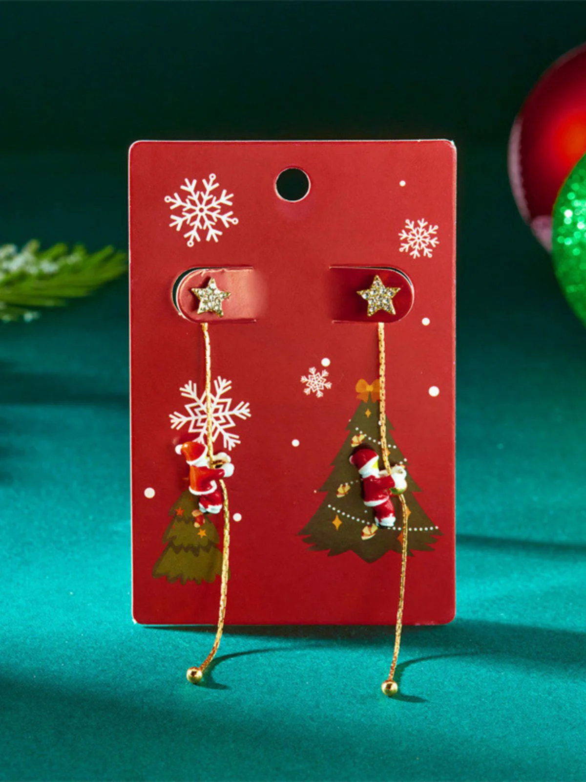 Boucles d'oreilles pendantes rouges Père Noël - Image 13