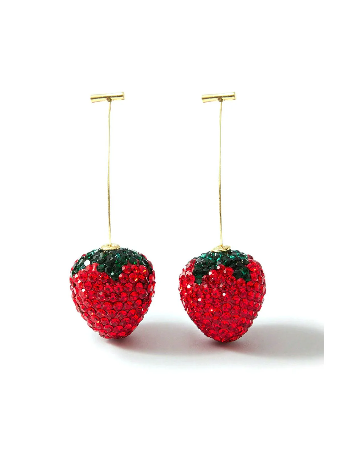 Boucles d'oreilles pendantes rouges strass fraises étincelantes