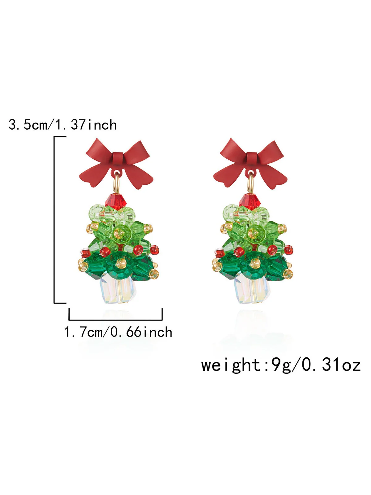 Boucles d'oreilles pendantes vintage sapin de Noël et nœud - Image 3
