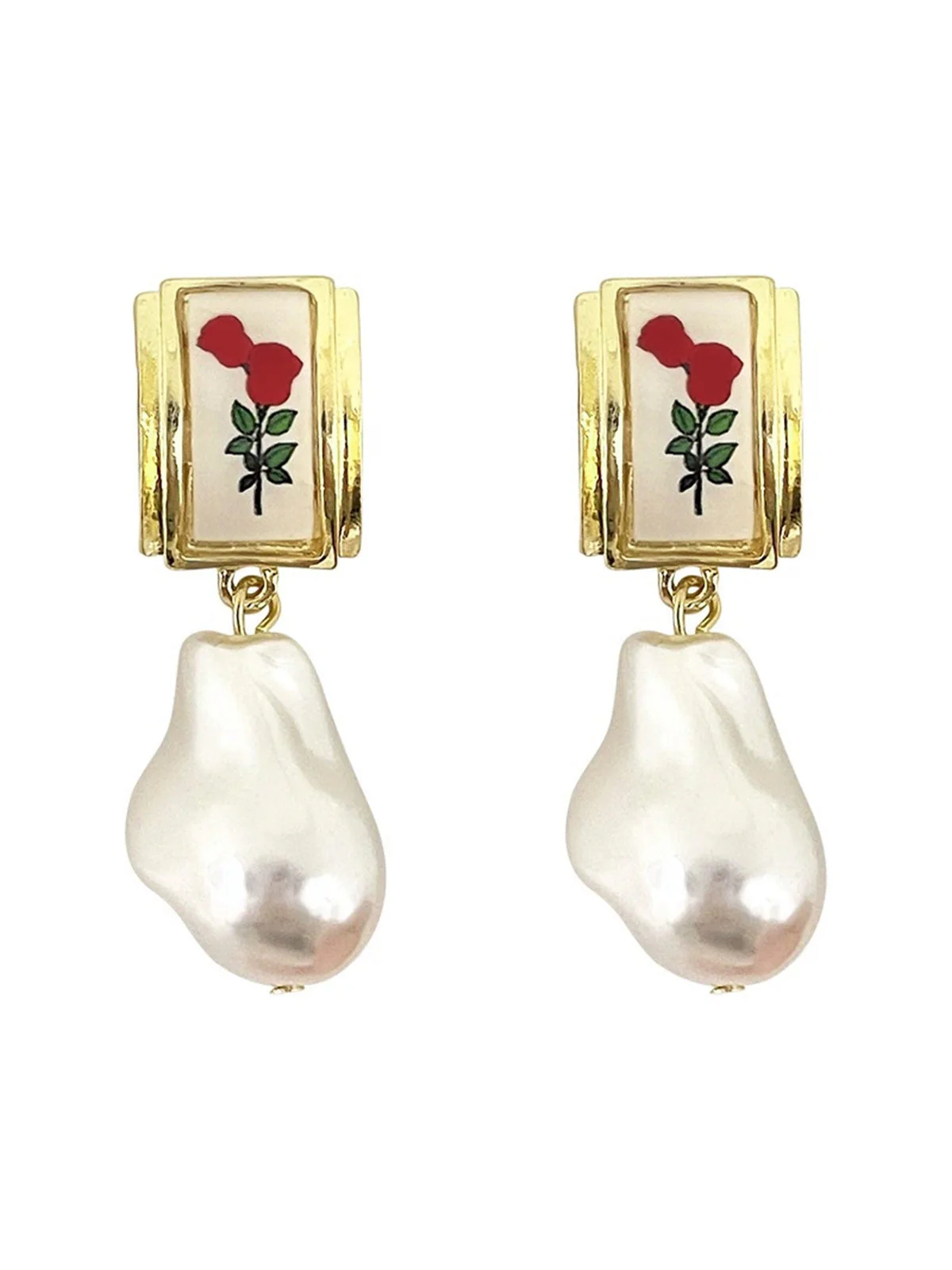 Boucles d'oreilles pendentif en perle rose baroque