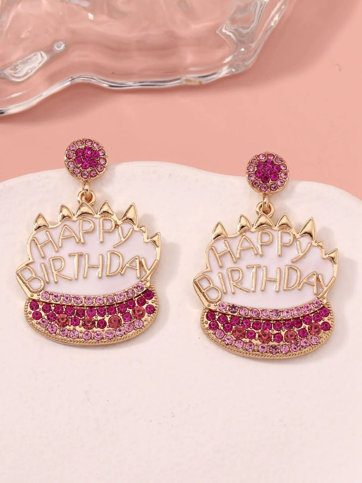 Boucles d'oreilles vintage en strass pour gâteau d'anniversaire - Image 2