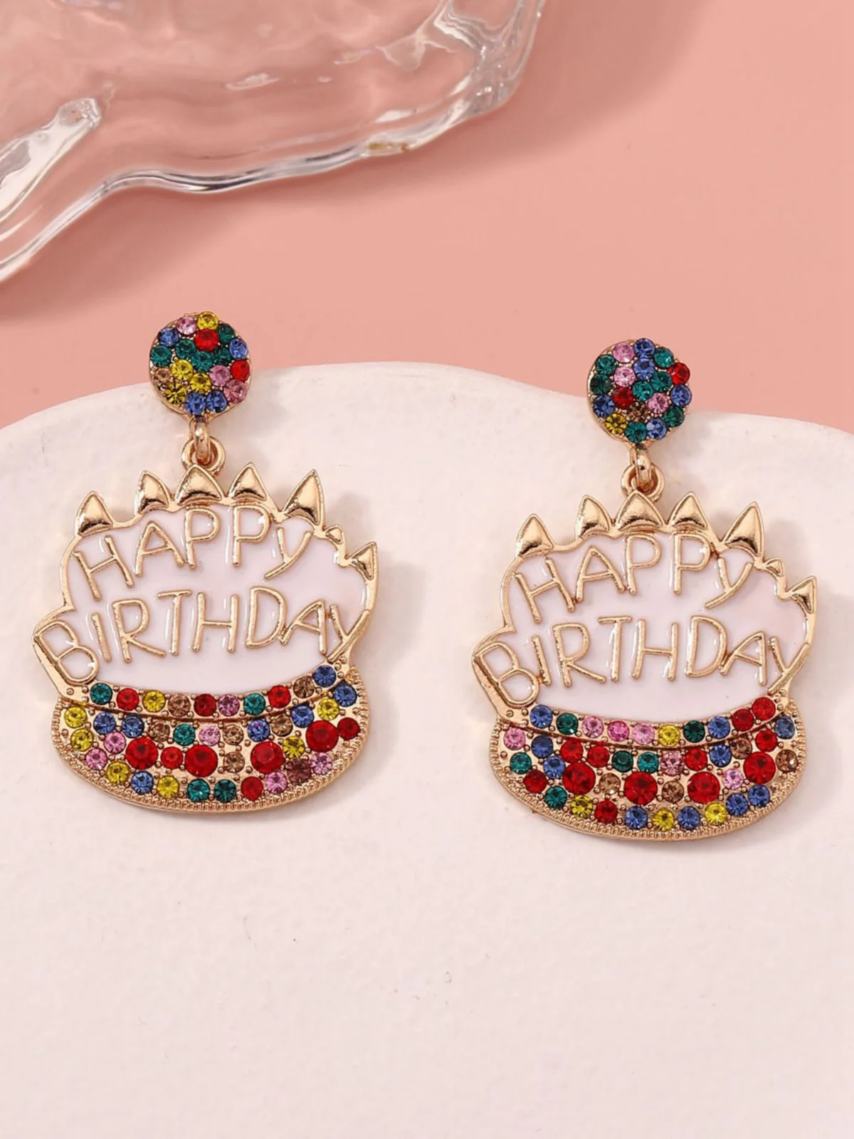 Boucles d'oreilles vintage en strass pour gâteau d'anniversaire - Image 5