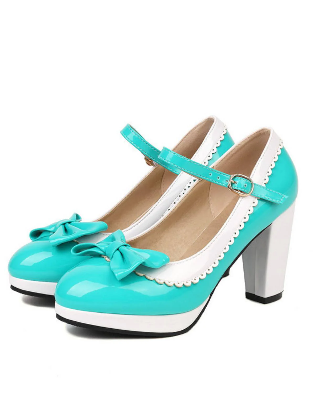 Chaussures à talons épais Mary Jane Noeud papillon - Image 5