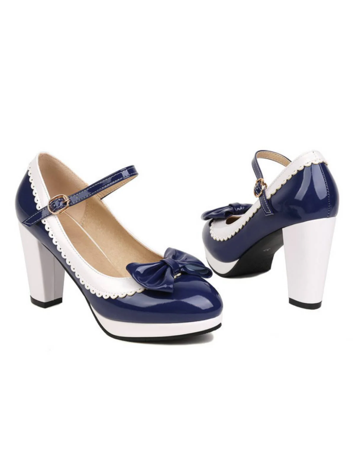 Chaussures à talons épais Mary Jane Noeud papillon - Image 7