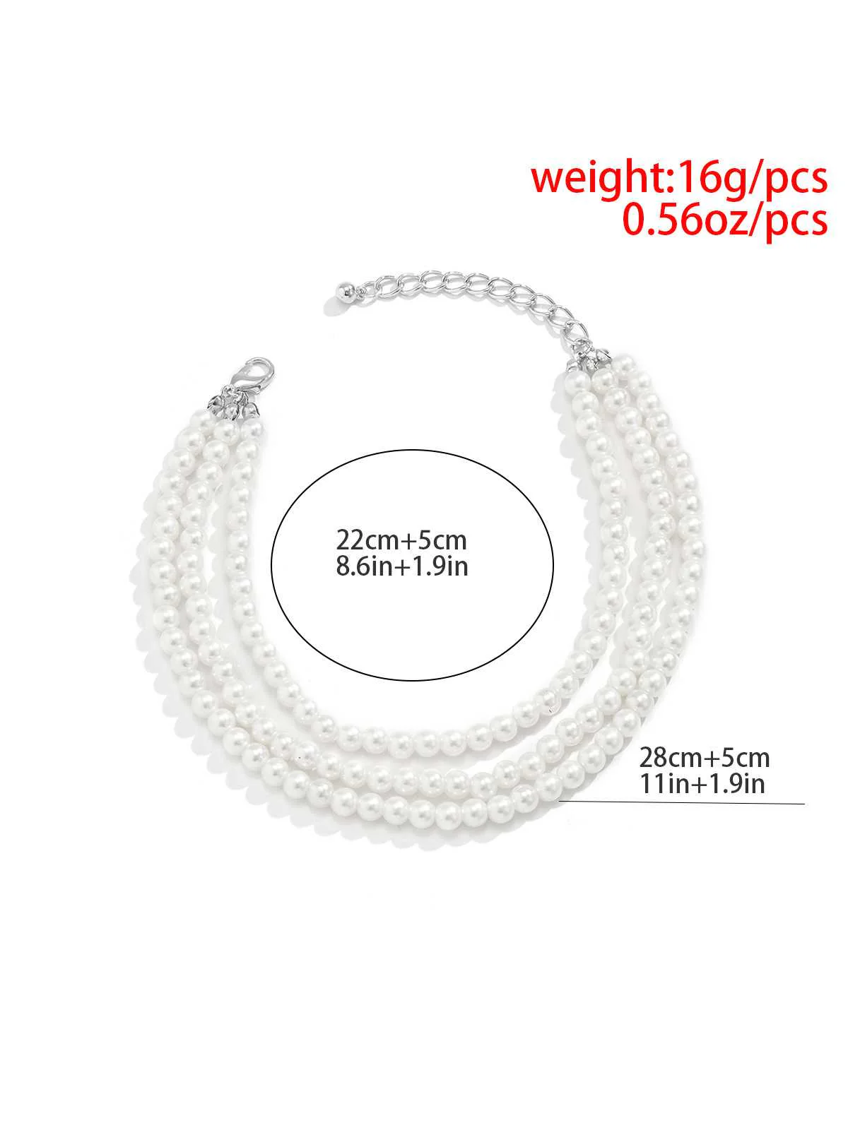 Bracelet de cheville à pampilles et perles blanches - Image 3