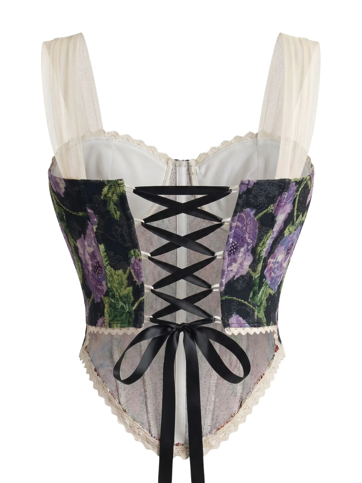 Bustier Corset Imprimé Floral Dentelle Années 1960 - Image 2
