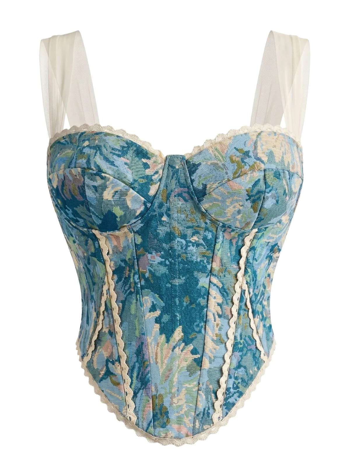 Bustier Corset Imprimé Floral Dentelle Années 1960 - Image 3