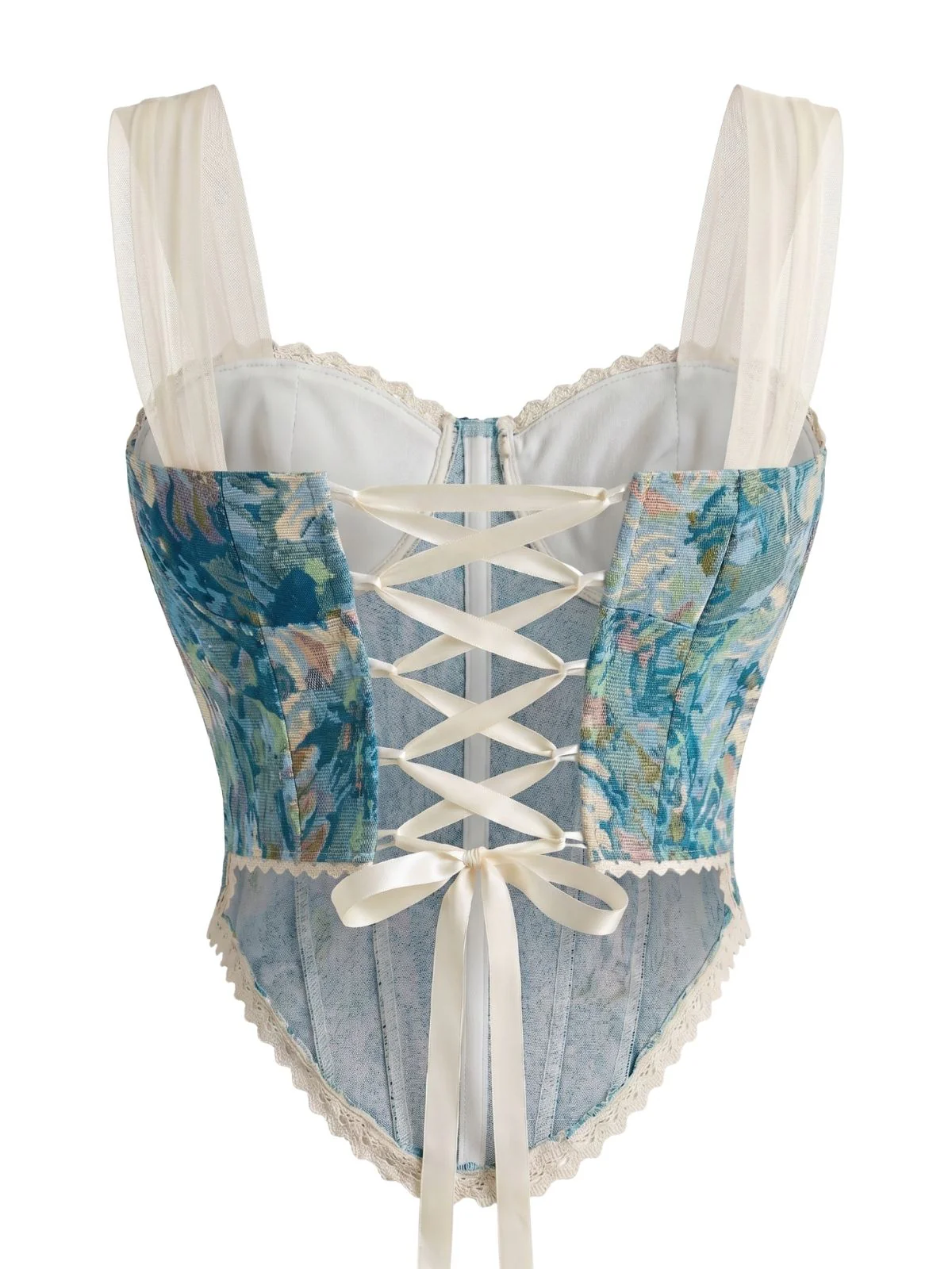 Bustier Corset Imprimé Floral Dentelle Années 1960 - Image 4