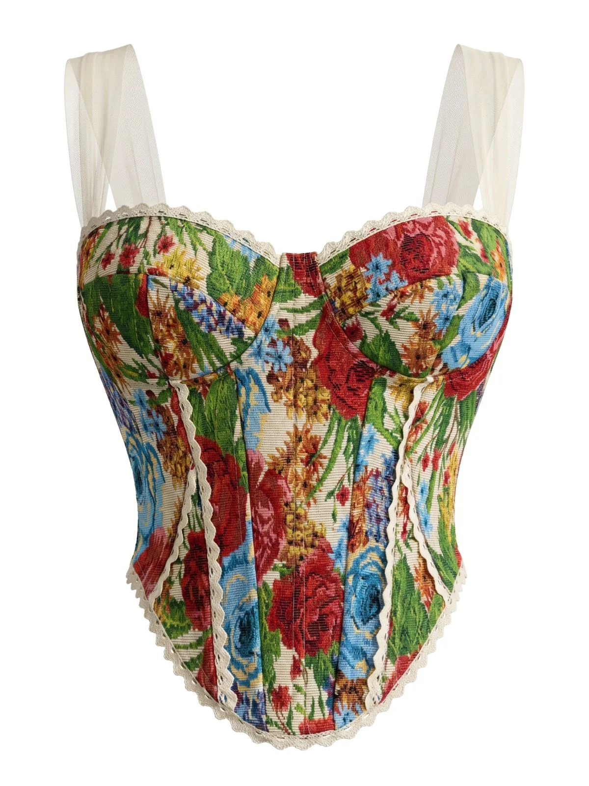 Bustier Corset Imprimé Floral Dentelle Années 1960 - Image 5
