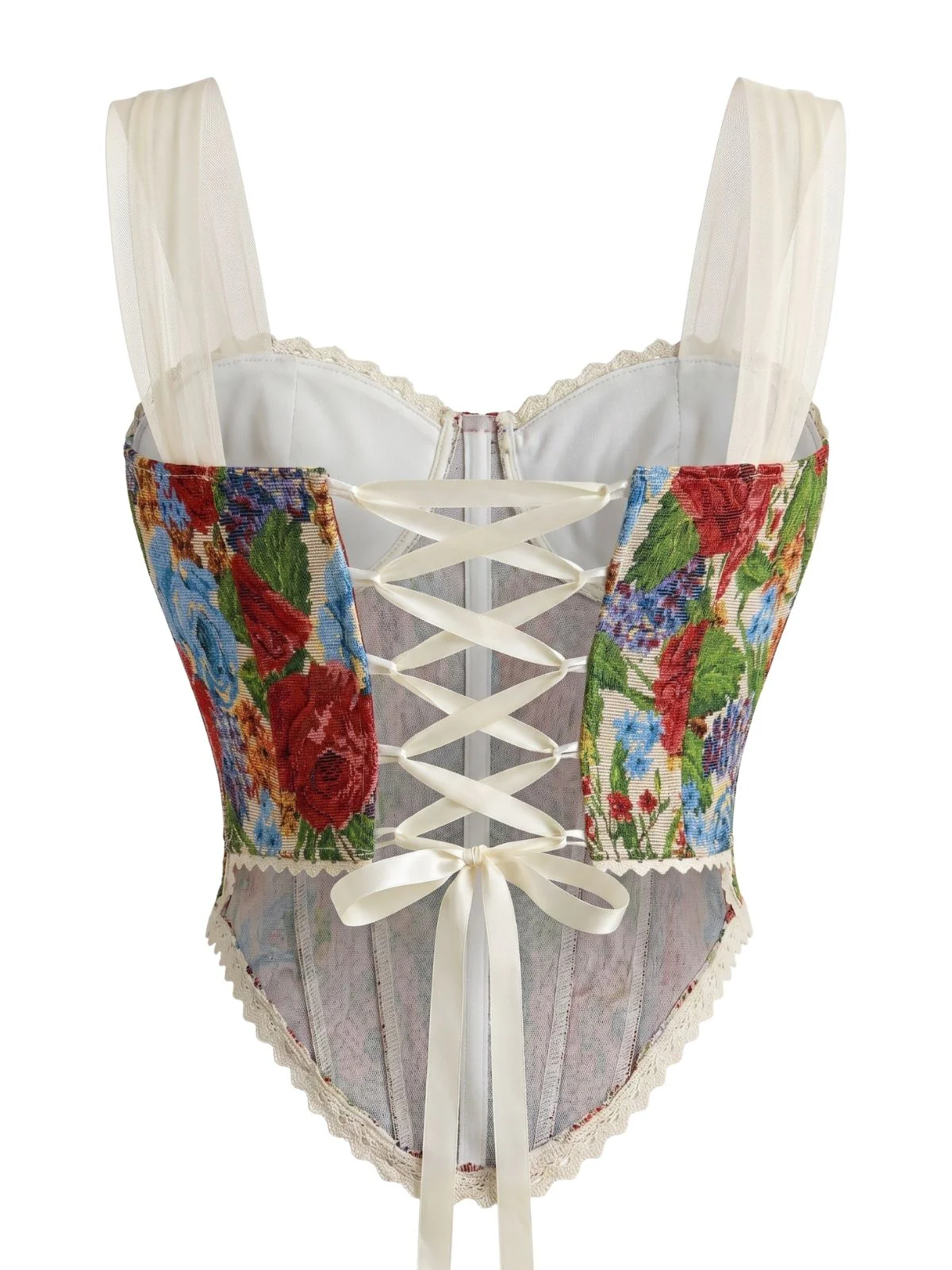 Bustier Corset Imprimé Floral Dentelle Années 1960 - Image 6
