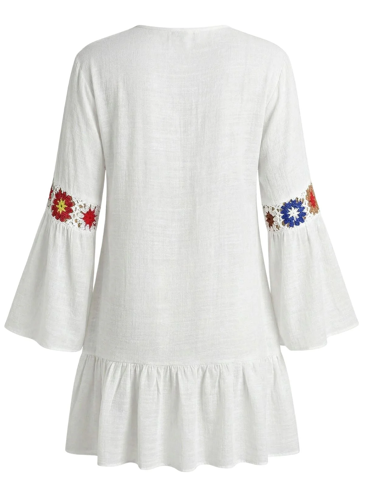 Cache-maillot à volants broderies florales et col en V années 70 - Image 3