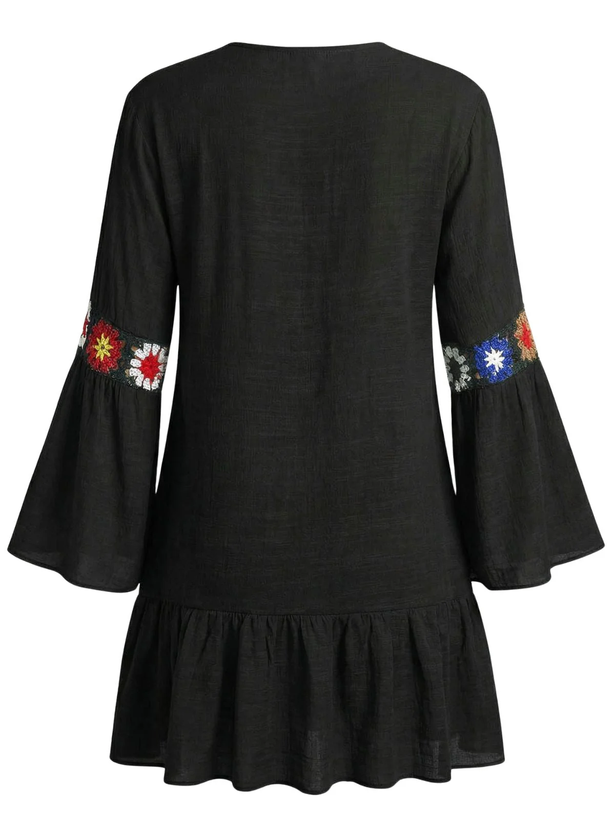 Cache-maillot à volants broderies florales et col en V années 70 - Image 6
