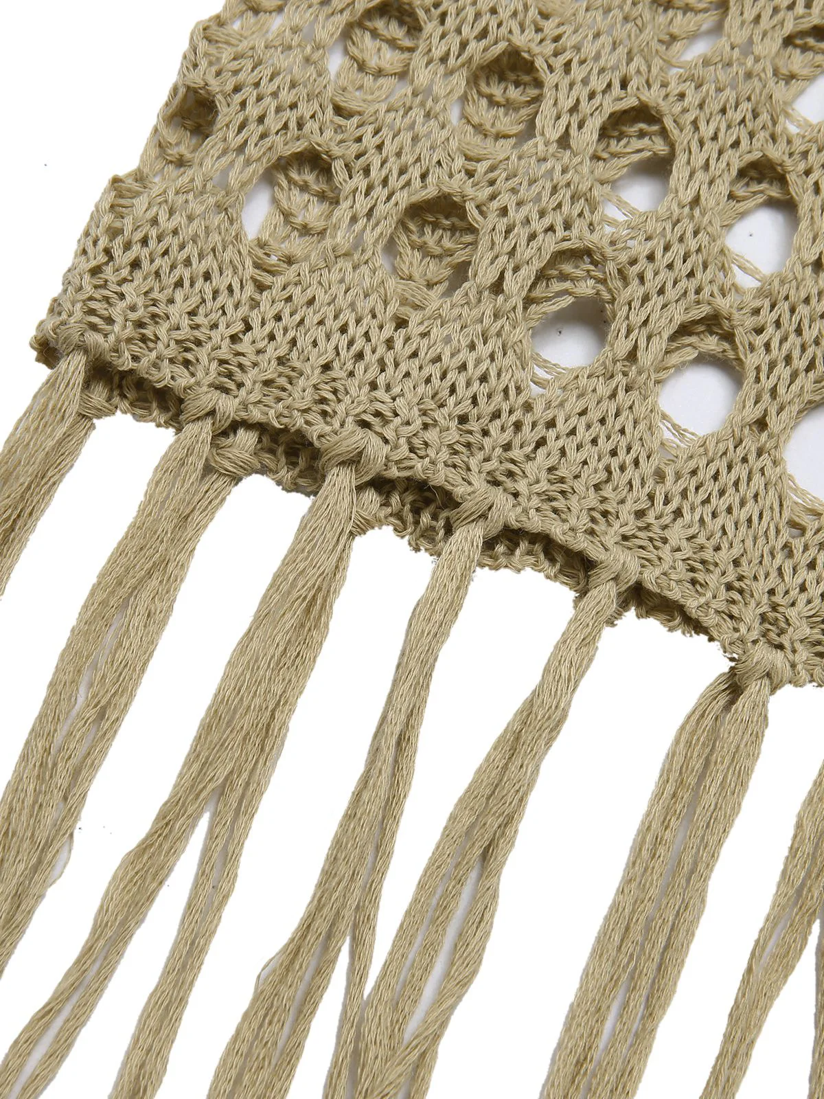 Cache-maillot creux tricoté à pompons kaki des années 1950 - Image 5