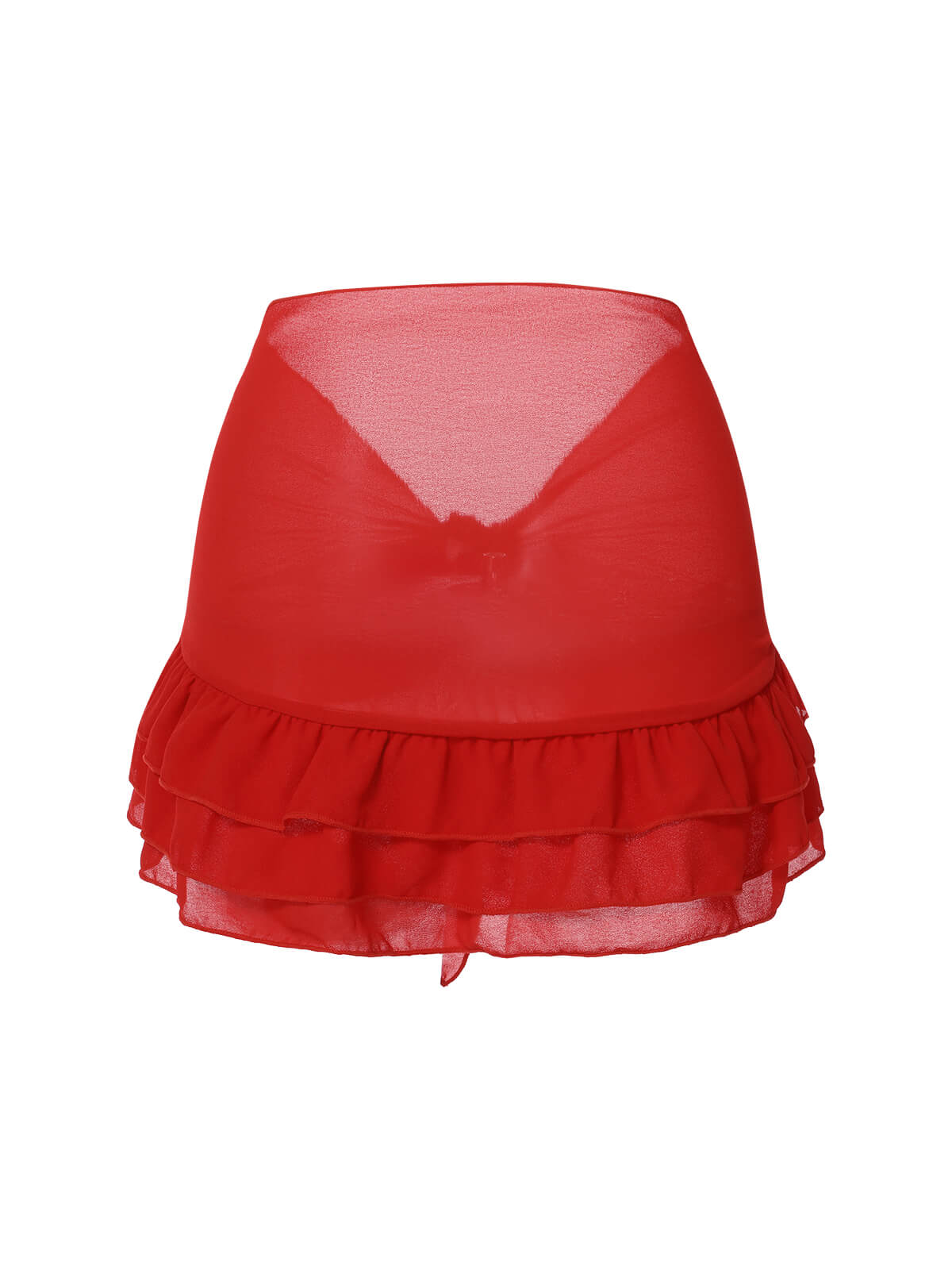 Cache maillot à Jupe en mousseline de soie rouge des années 1960 - Image 3