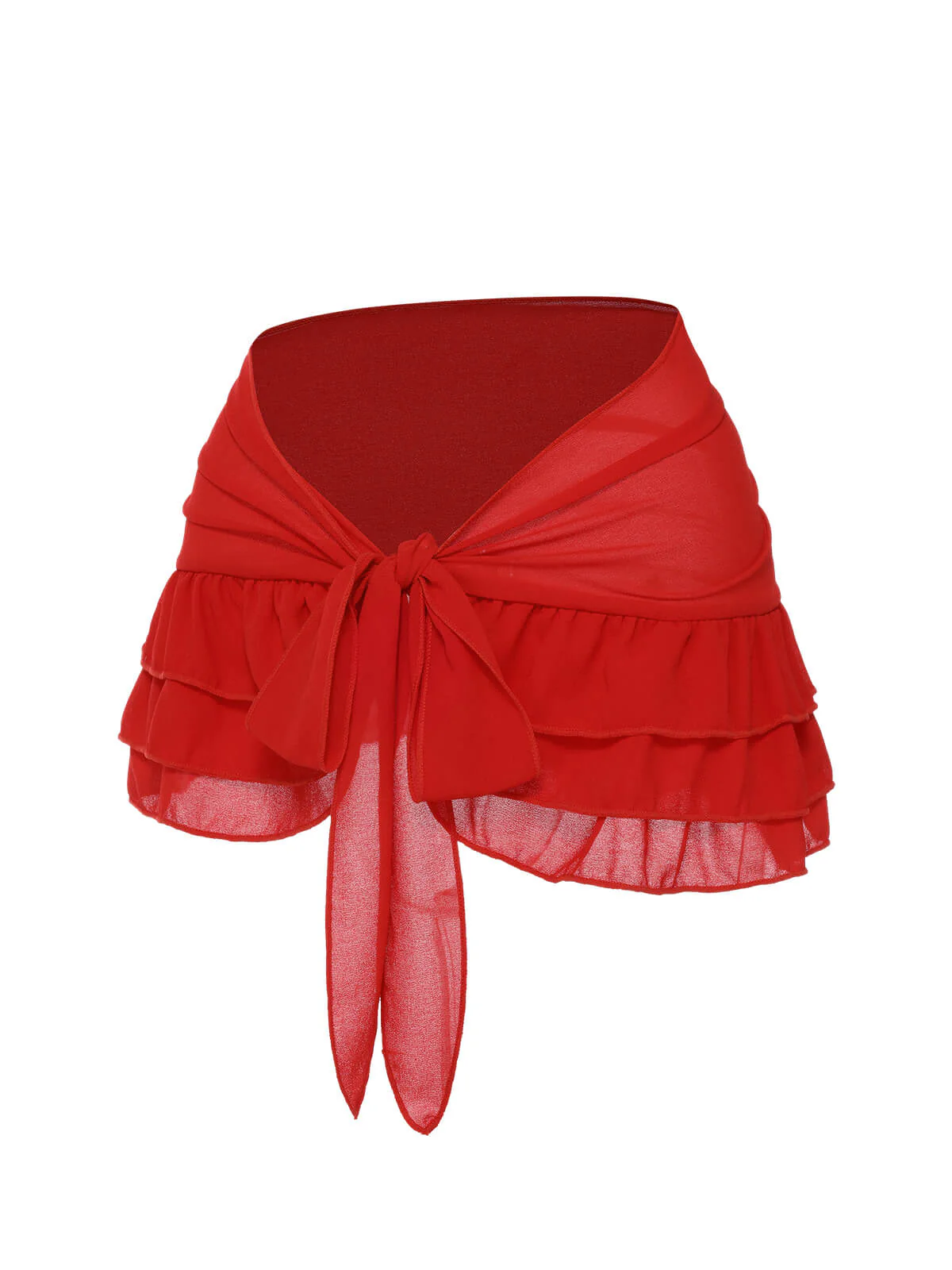 Cache maillot à Jupe en mousseline de soie rouge des années 1960 - Image 4