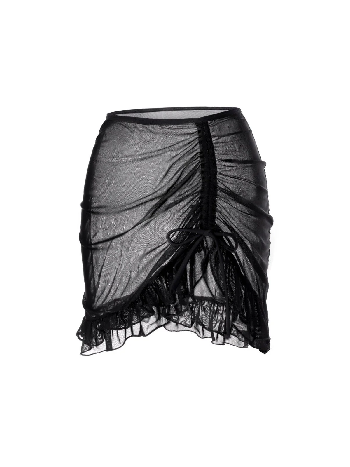 Cache-maillot à volants double épaisseur noir des années 1970 - Image 3