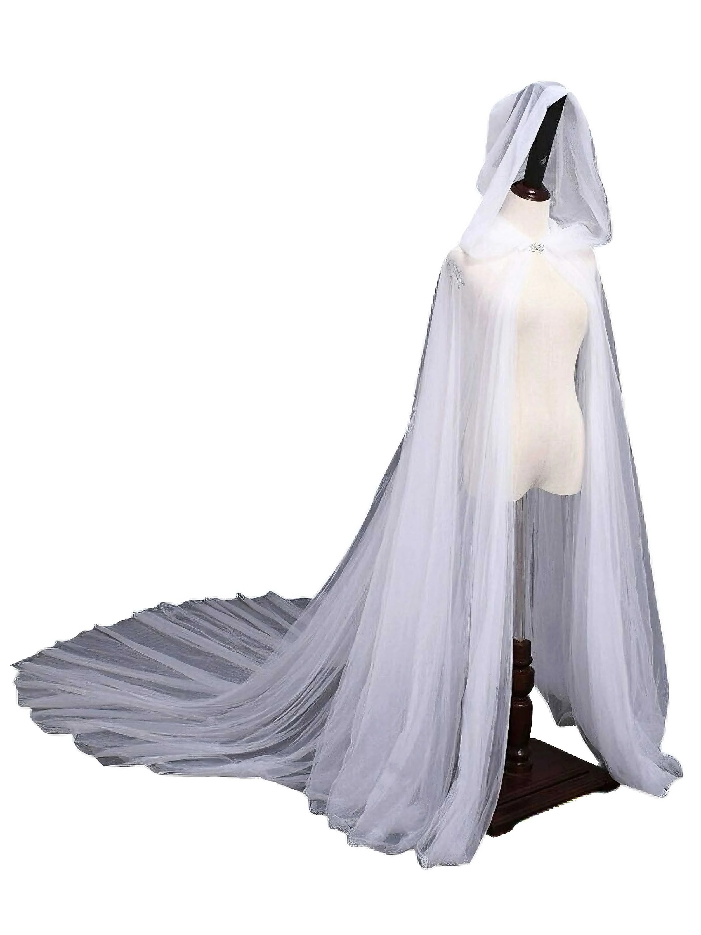 Cape à capuche noire en maille pour mariée vampire d'Halloween - Image 4