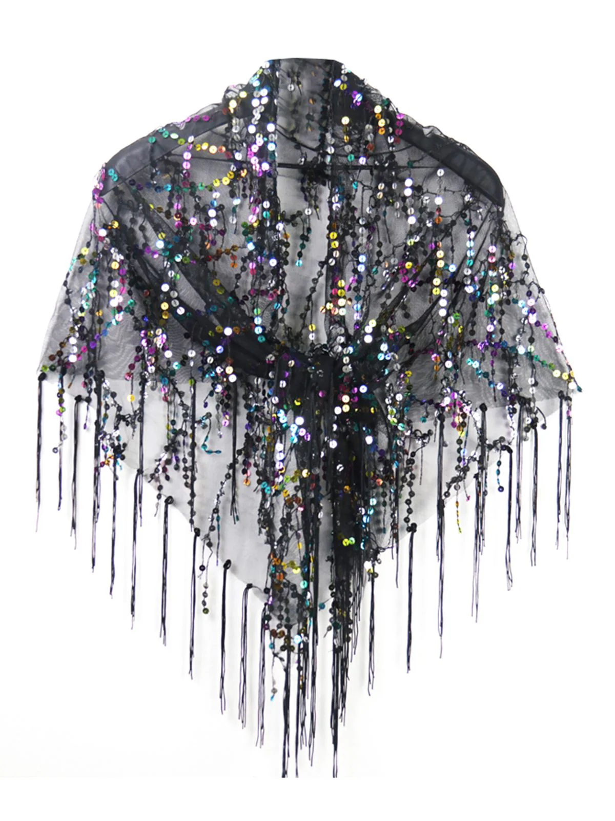 Cape à paillettes et à lacets avec pompons creux des années 1920 - Image 2