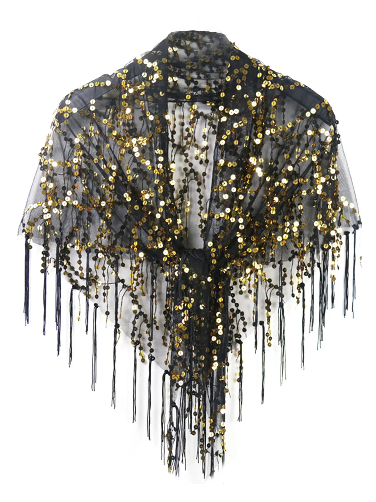 Cape à paillettes et à lacets avec pompons creux des années 1920 - Image 3