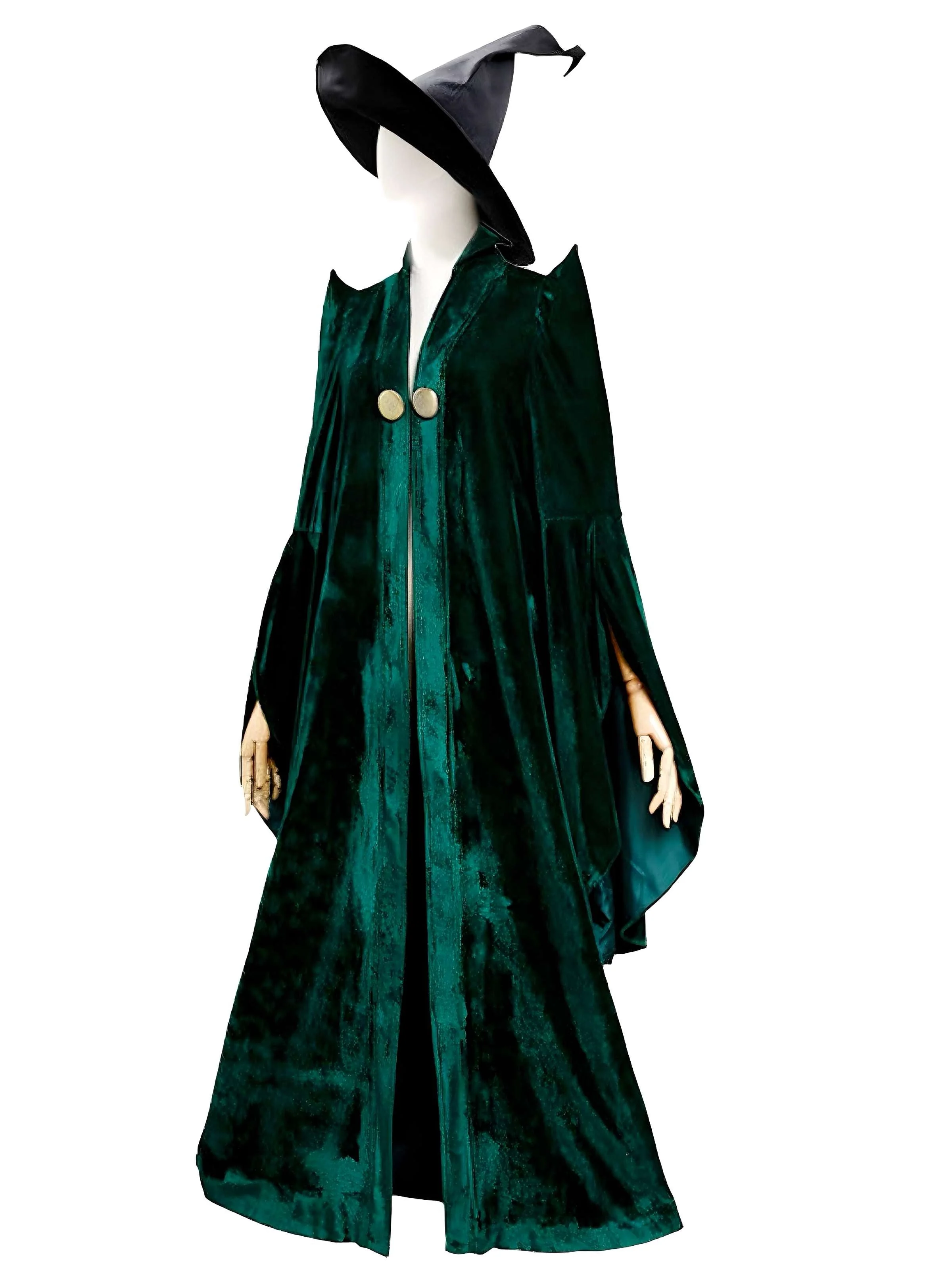 Cape de sorcière verte en velours Halloween années 1970 - Image 2