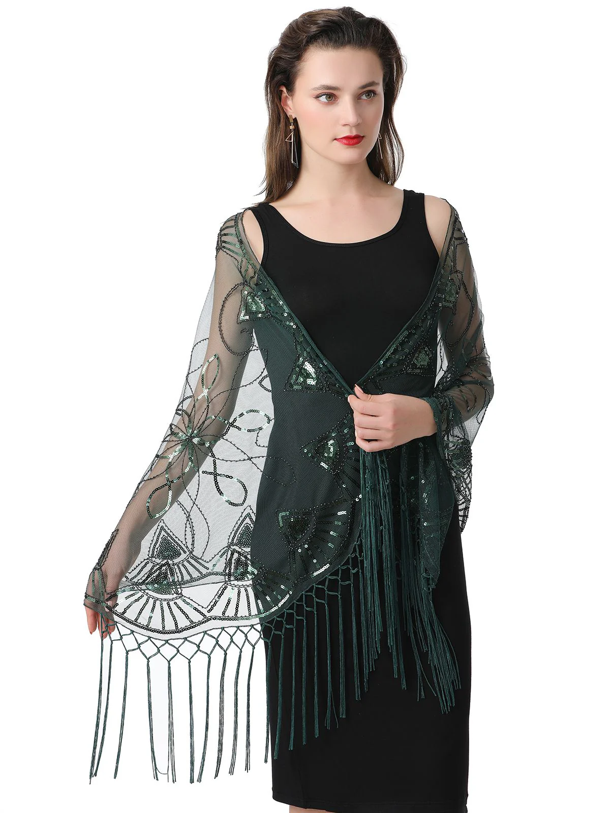 Cape en maille à paillettes et pompons des années 1920 - Image 11