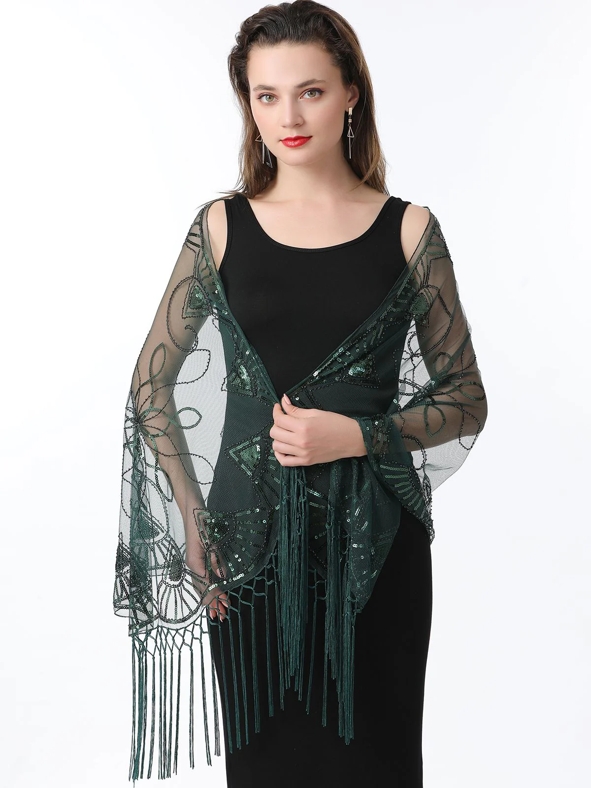 Cape en maille à paillettes et pompons des années 1920 - Image 12