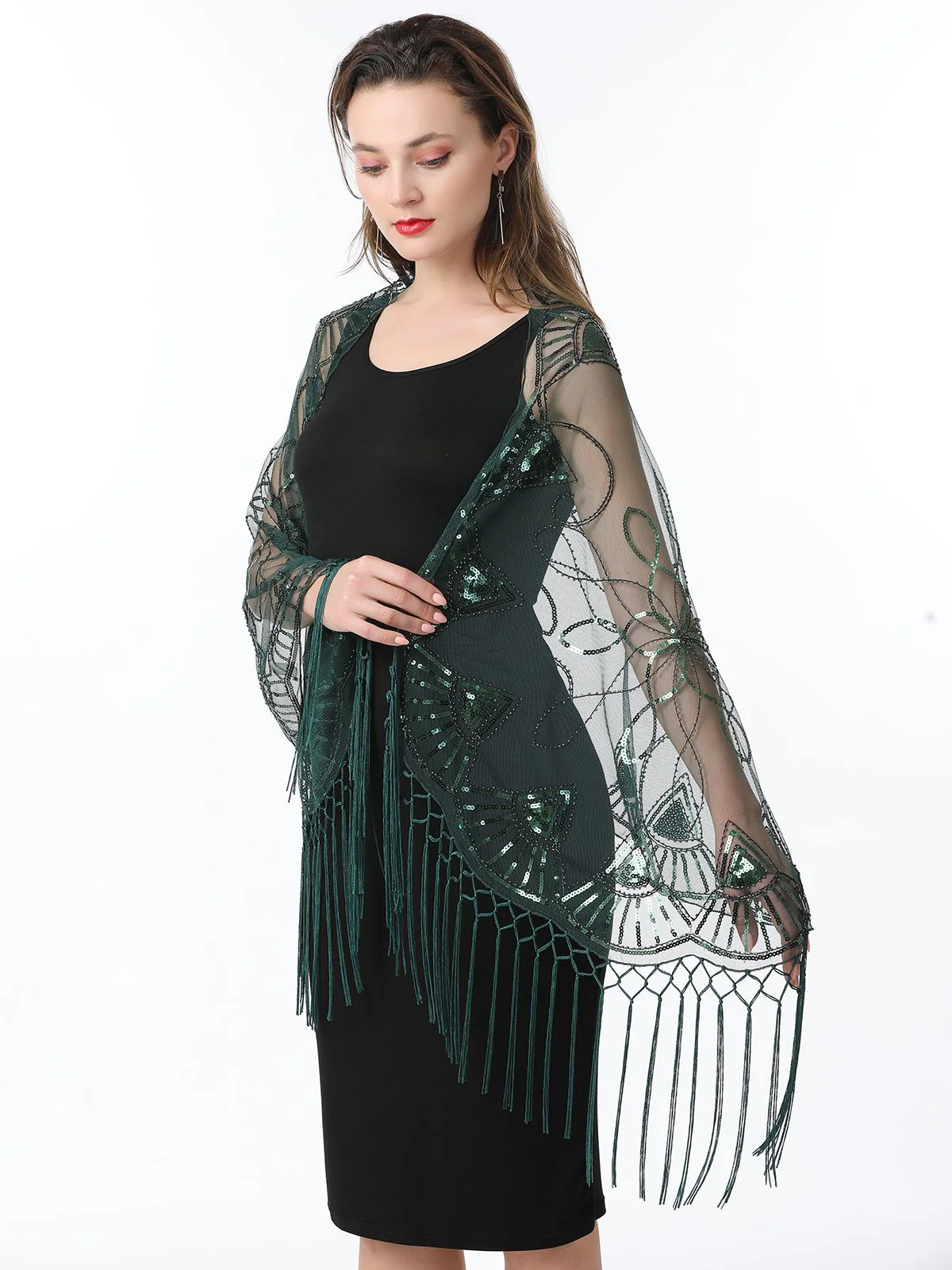 Cape en maille à paillettes et pompons des années 1920 - Image 14
