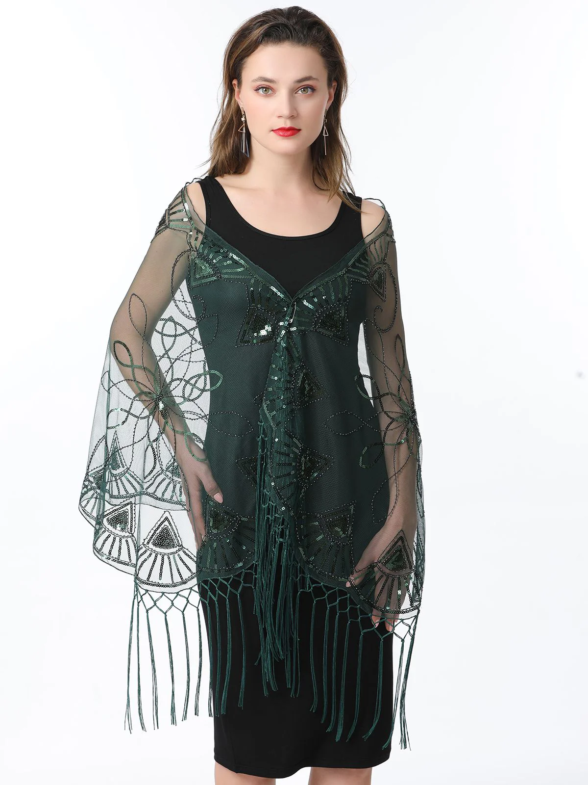 Cape en maille à paillettes et pompons des années 1920 - Image 15