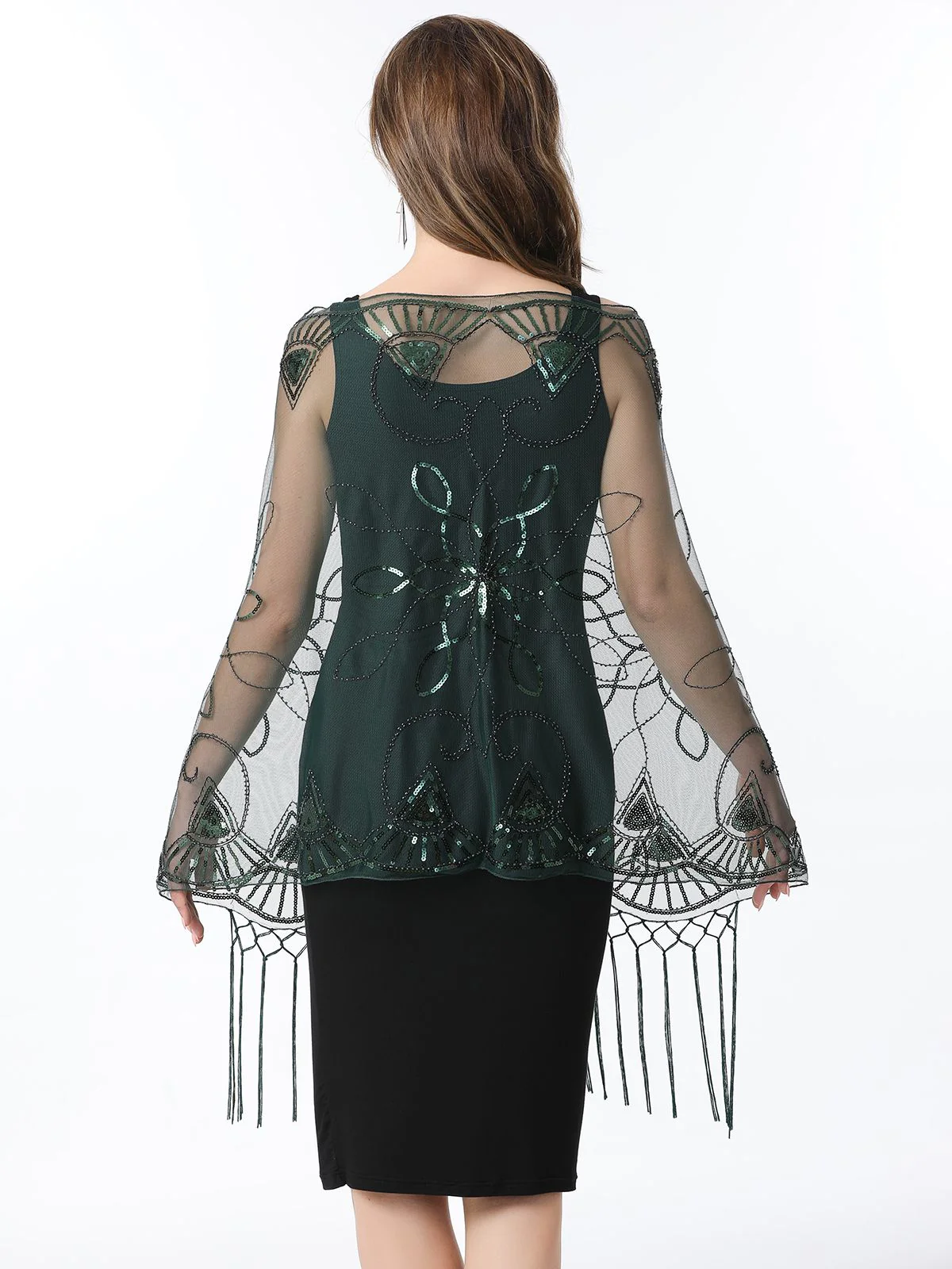 Cape en maille à paillettes et pompons des années 1920 - Image 16