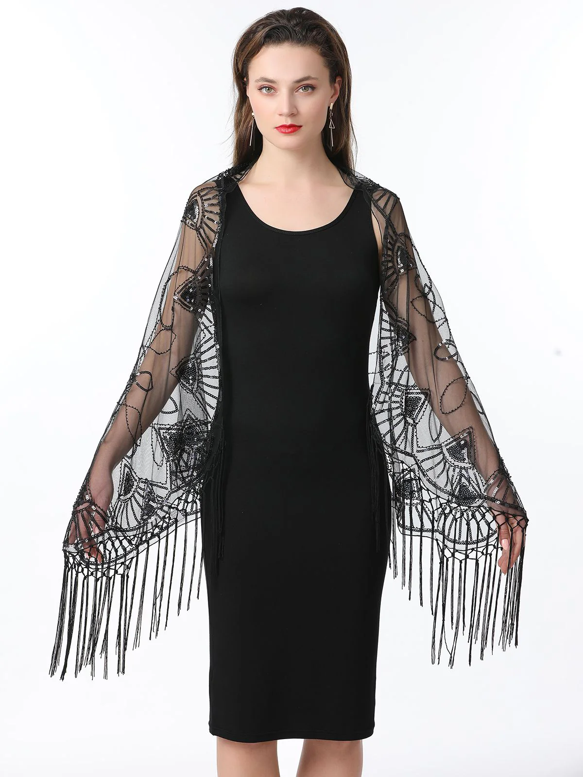 Cape en maille à paillettes et pompons des années 1920 - Image 17