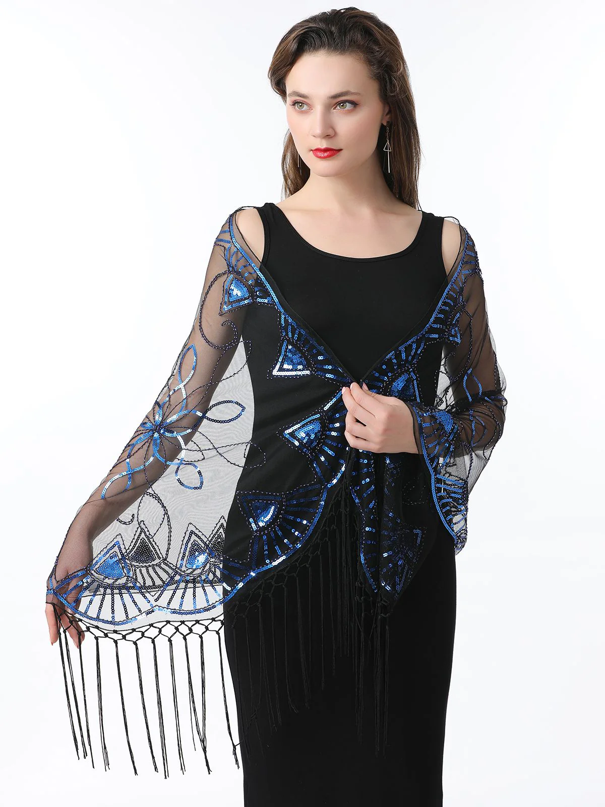 Cape en maille à paillettes et pompons des années 1920 - Image 2