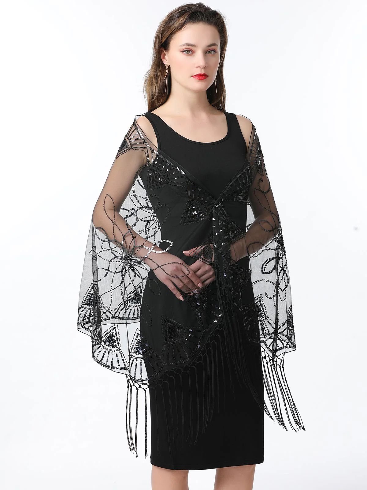 Cape en maille à paillettes et pompons des années 1920 - Image 22