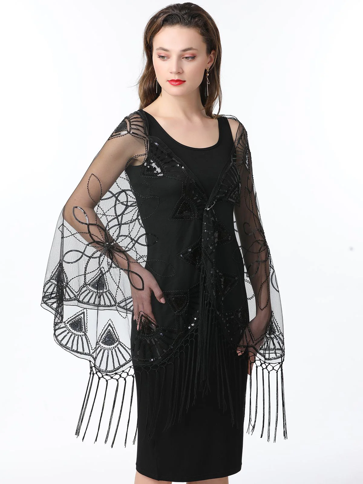 Cape en maille à paillettes et pompons des années 1920 - Image 23