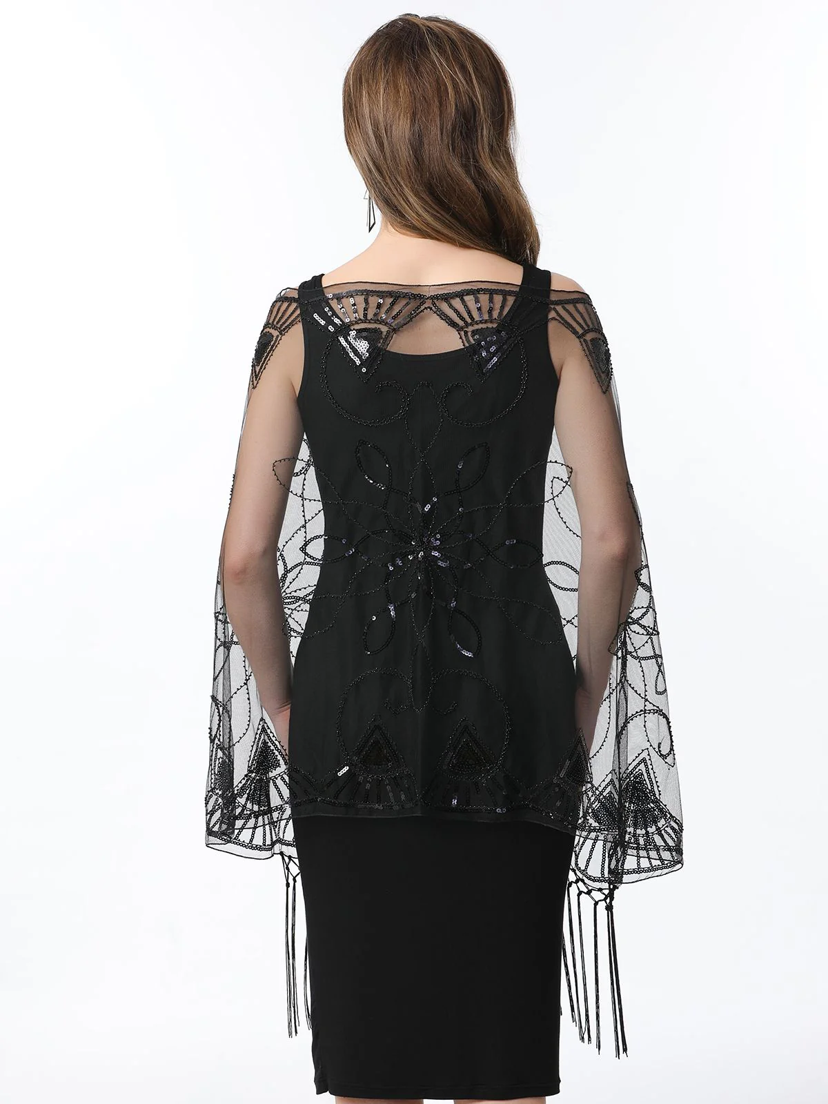 Cape en maille à paillettes et pompons des années 1920 - Image 24