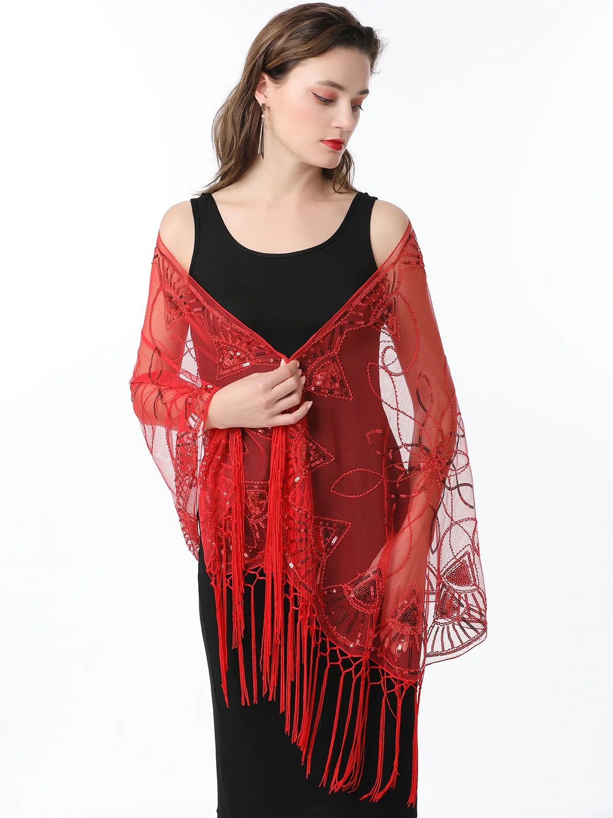 Cape en maille à paillettes et pompons des années 1920 - Image 29