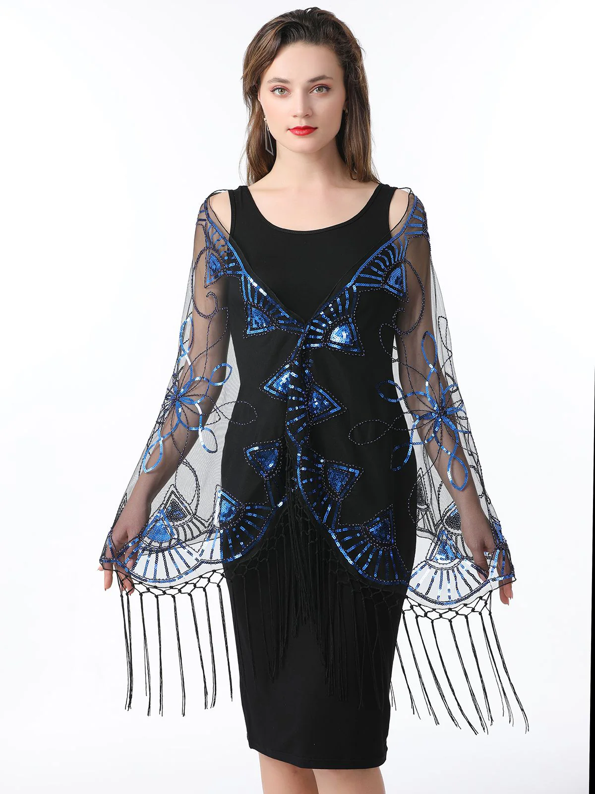 Cape en maille à paillettes et pompons des années 1920 - Image 3