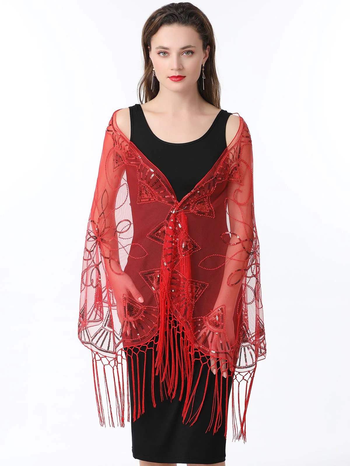 Cape en maille à paillettes et pompons des années 1920 - Image 31