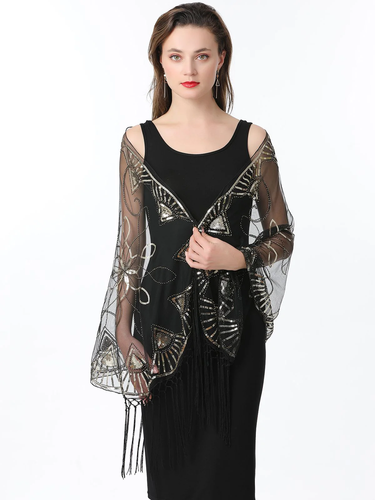 Cape en maille à paillettes et pompons des années 1920 - Image 33