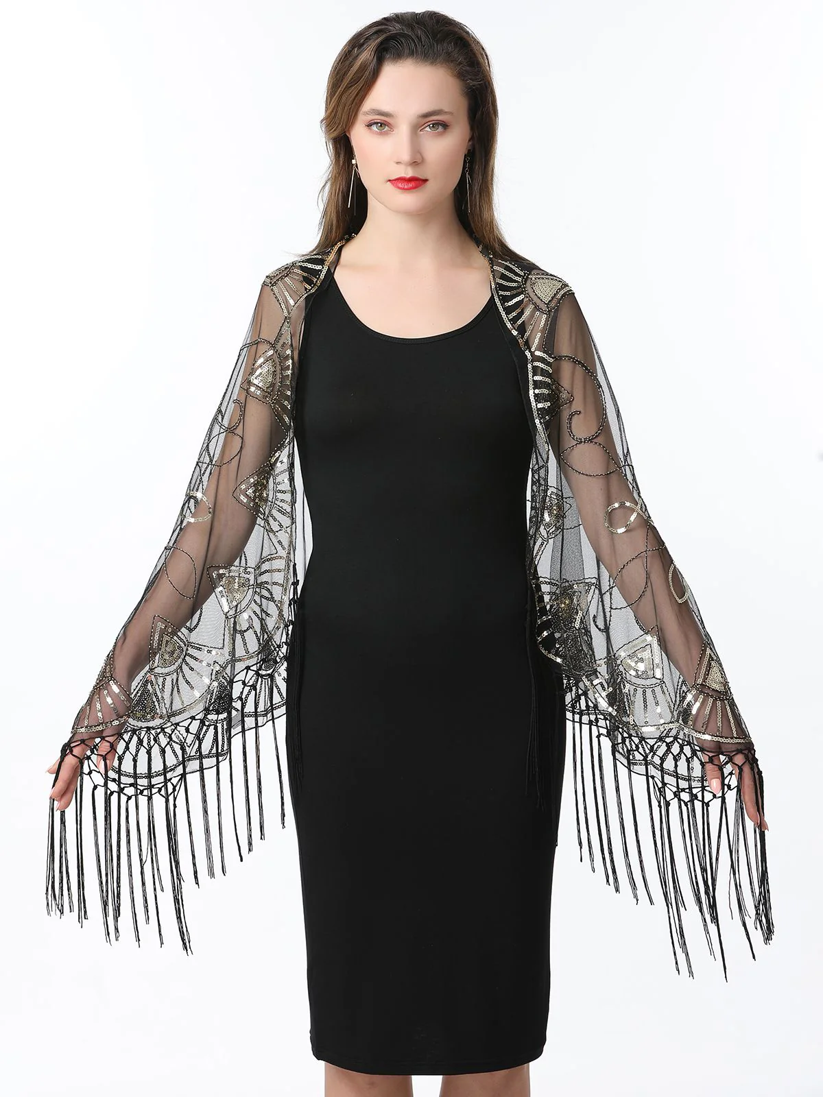 Cape en maille à paillettes et pompons des années 1920 - Image 36