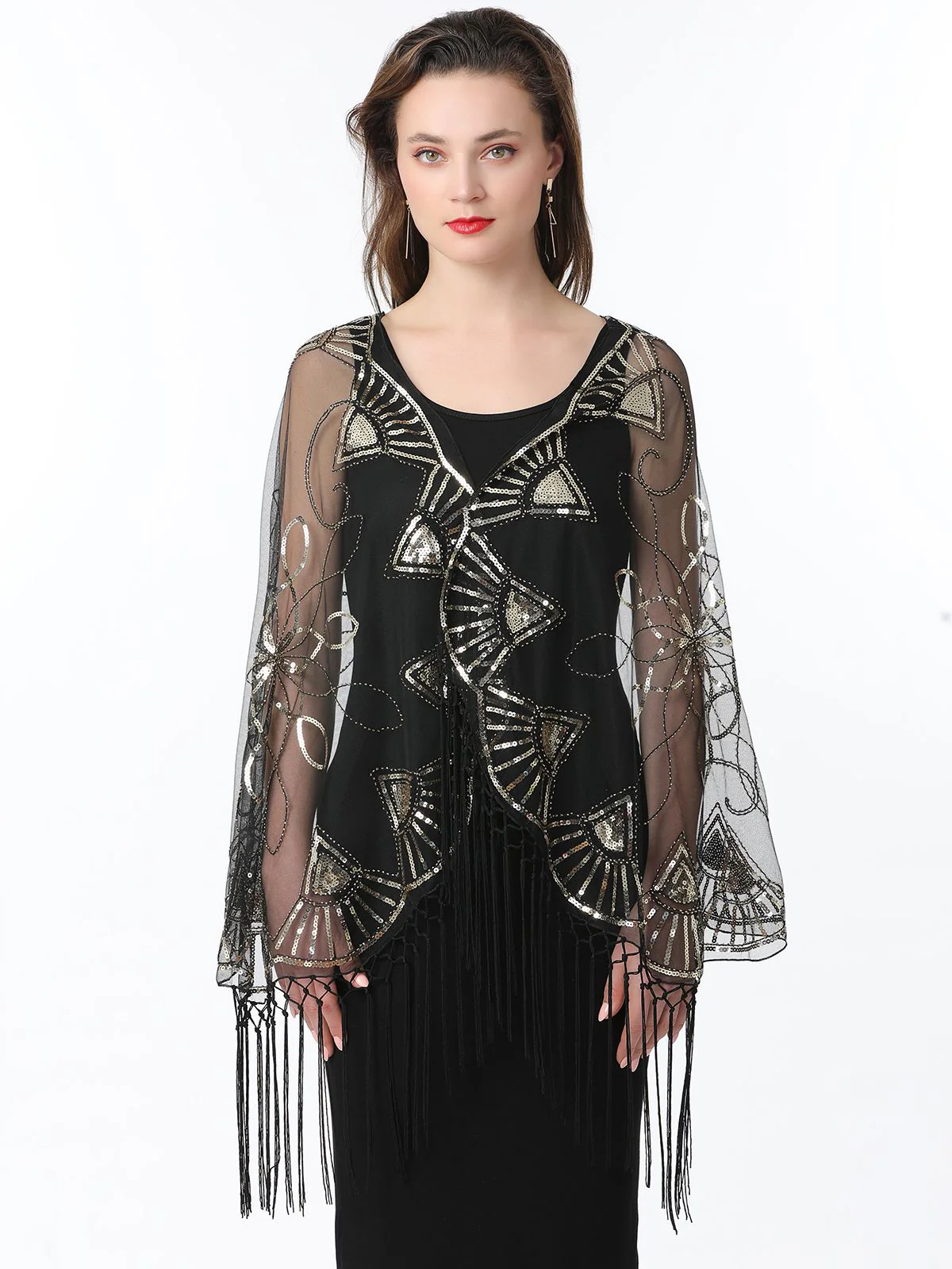 Cape en maille à paillettes et pompons des années 1920 - Image 38