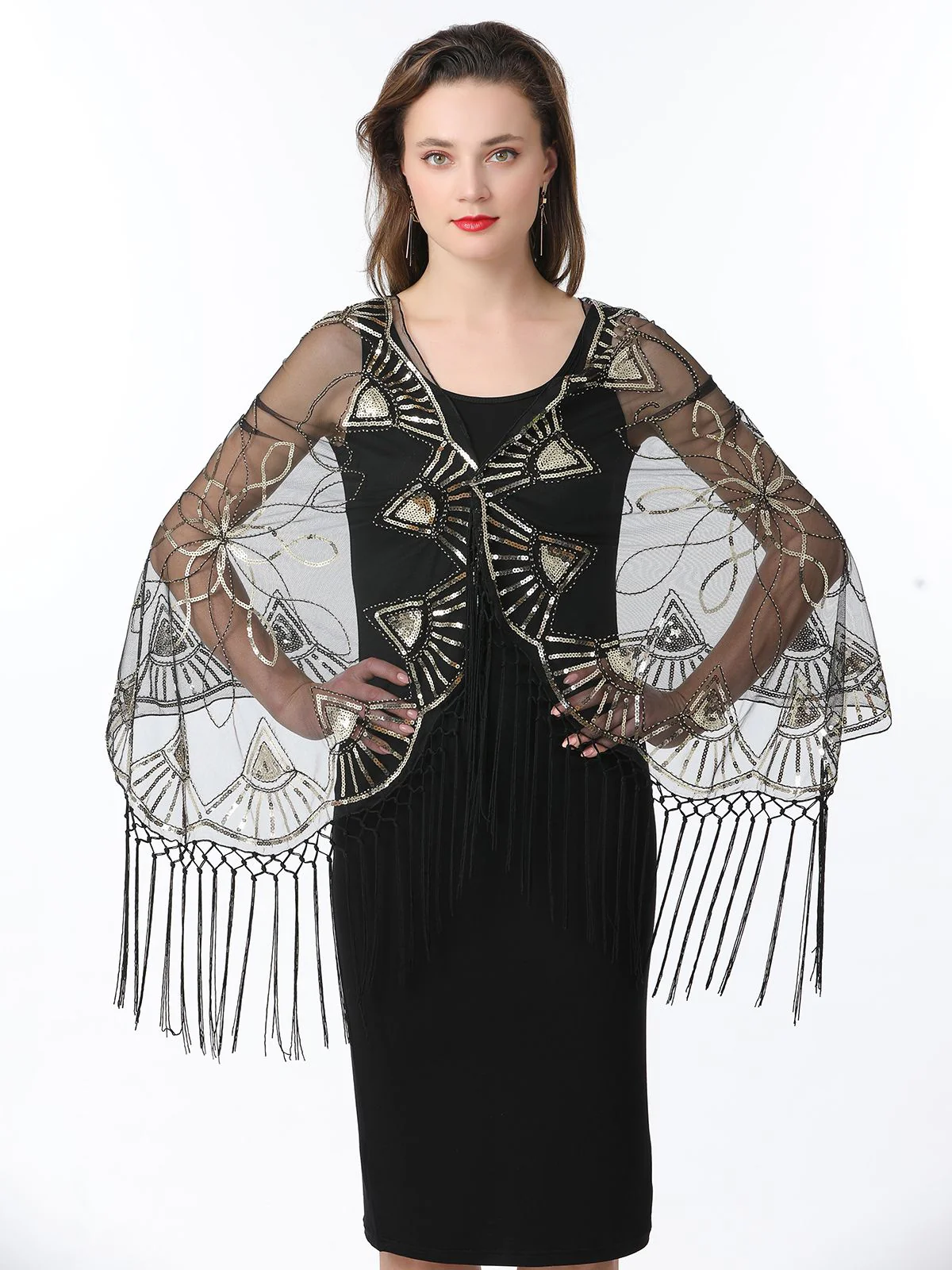 Cape en maille à paillettes et pompons des années 1920 - Image 39