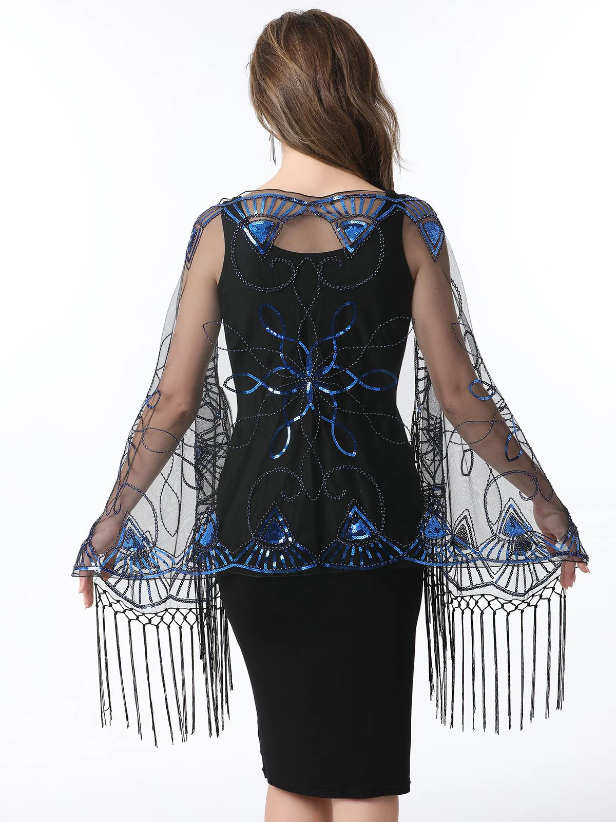 Cape en maille à paillettes et pompons des années 1920 - Image 4