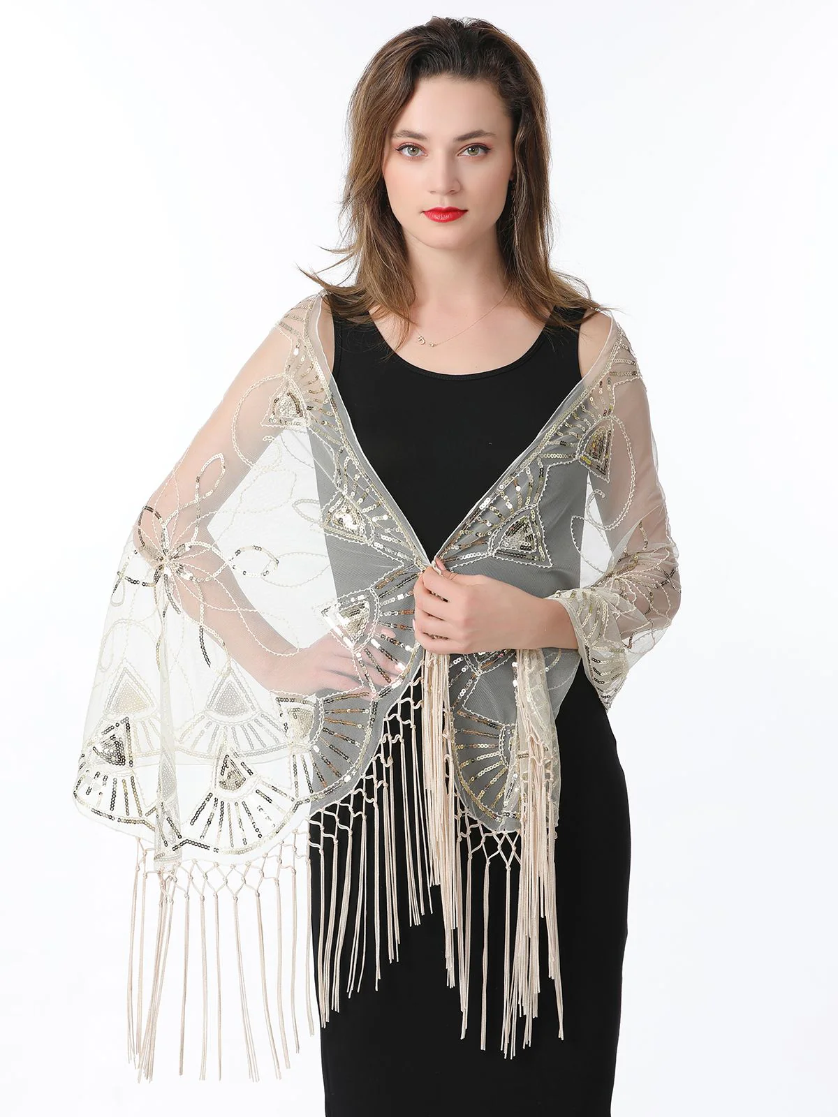 Cape en maille à paillettes et pompons des années 1920 - Image 40