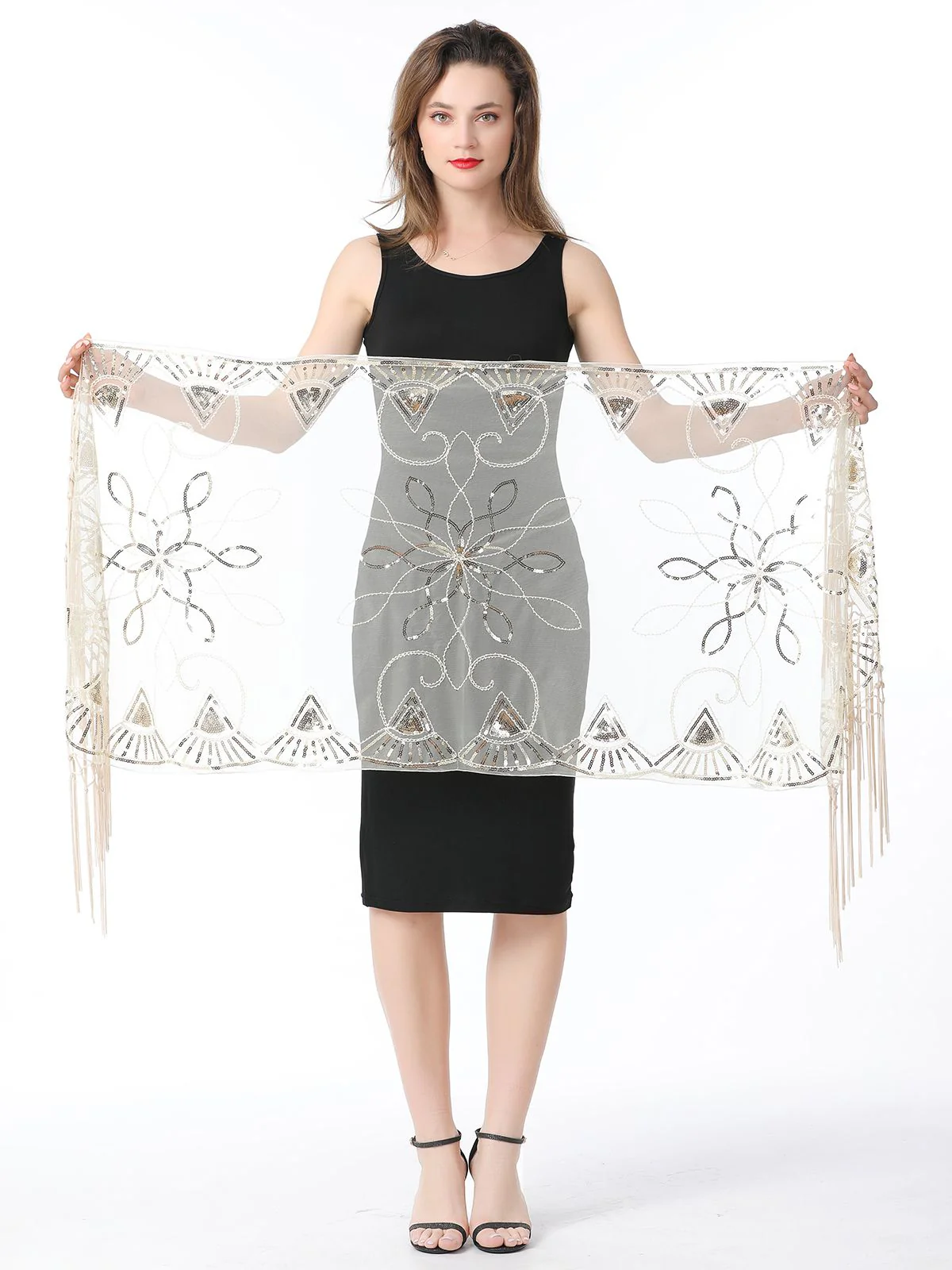 Cape en maille à paillettes et pompons des années 1920 - Image 41