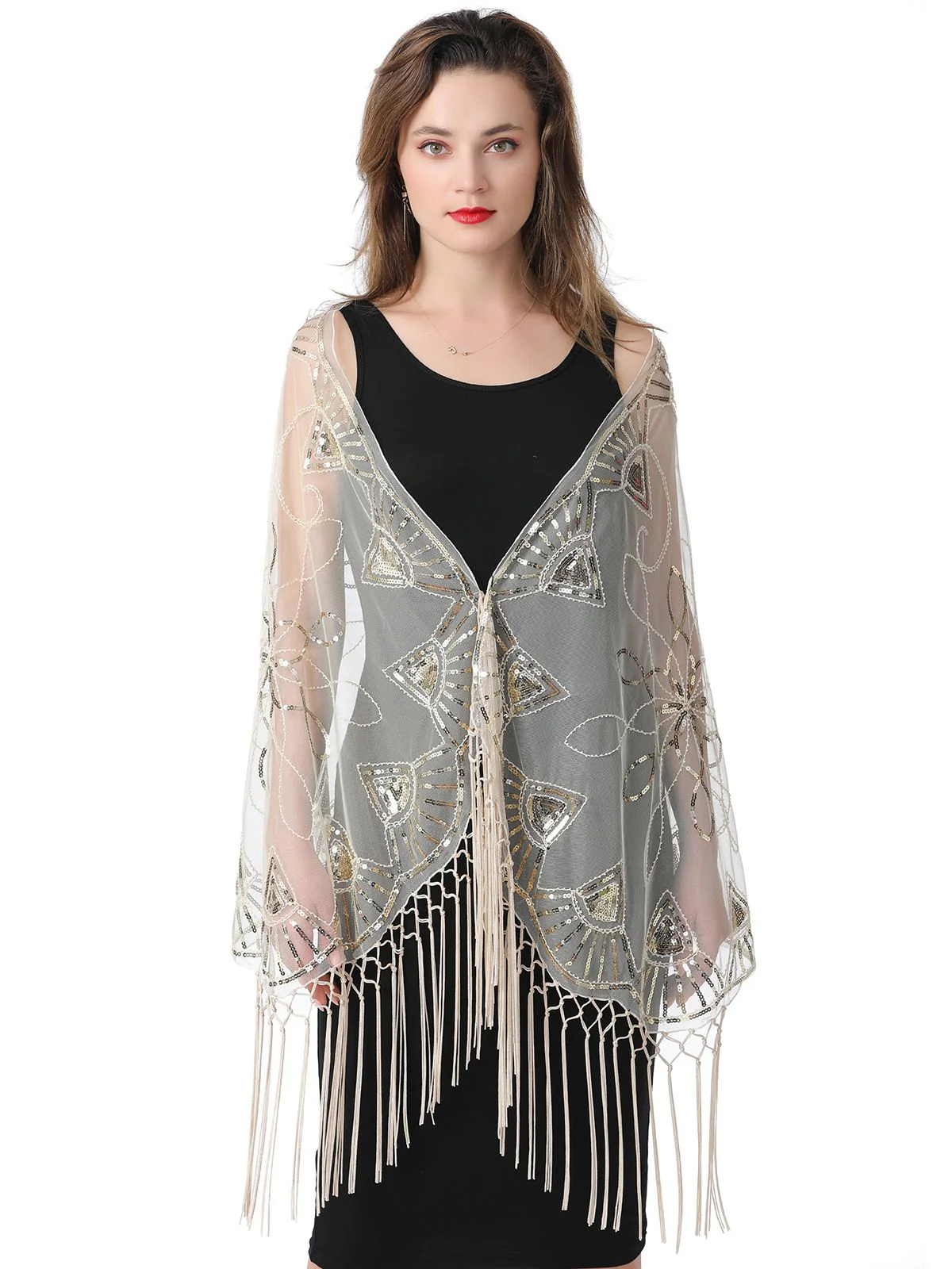 Cape en maille à paillettes et pompons des années 1920 - Image 42
