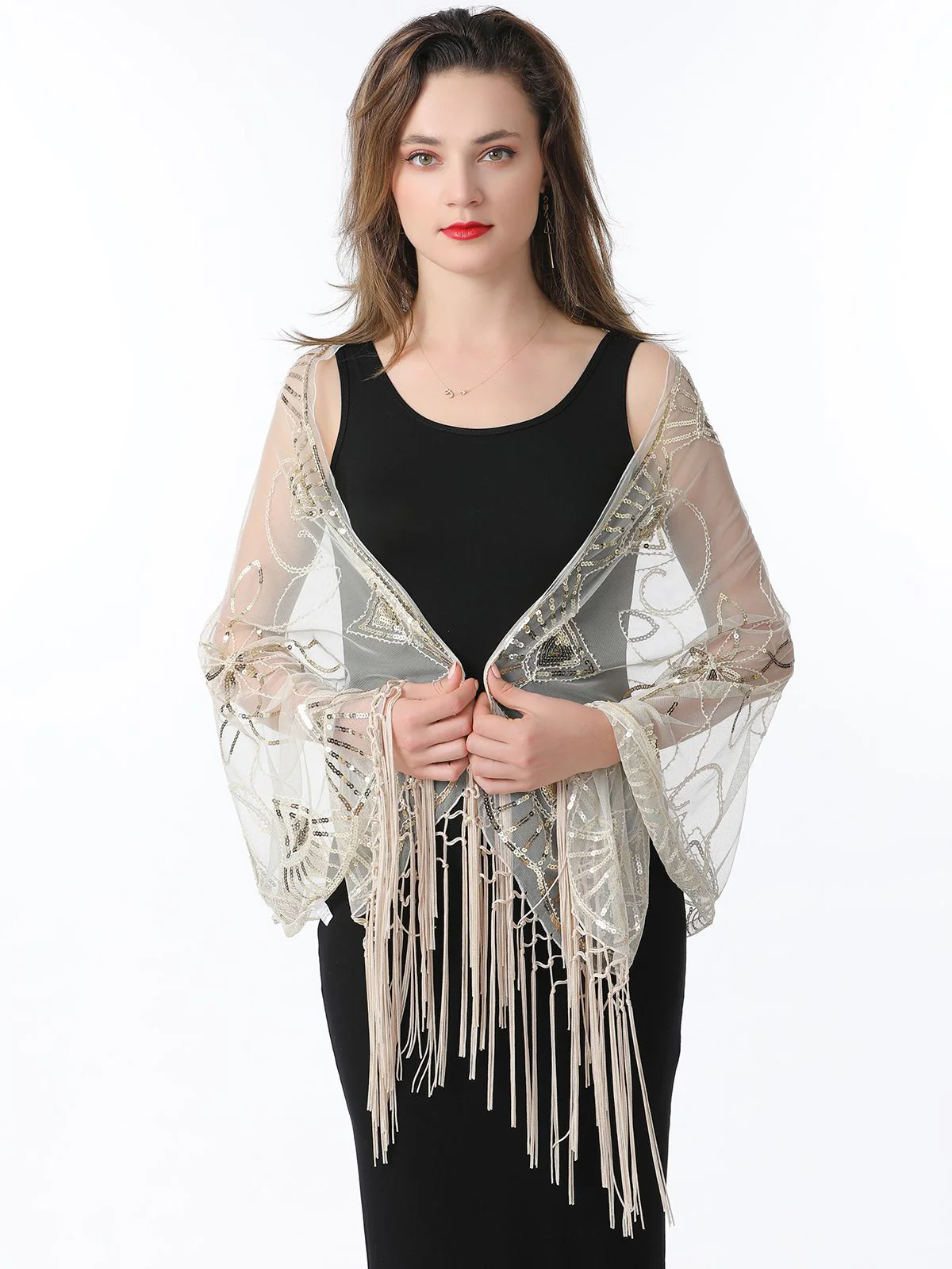 Cape en maille à paillettes et pompons des années 1920 - Image 44