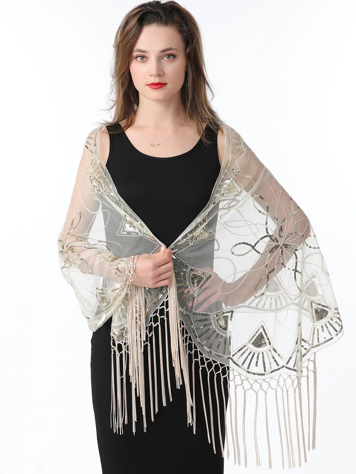 Cape en maille à paillettes et pompons des années 1920 - Image 45