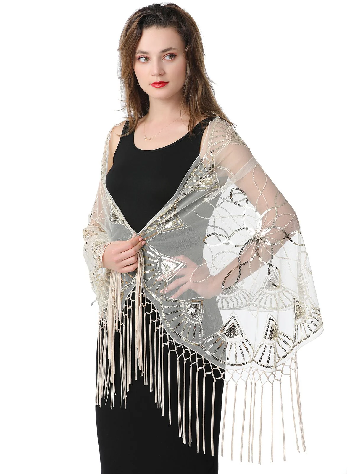 Cape en maille à paillettes et pompons des années 1920 - Image 46