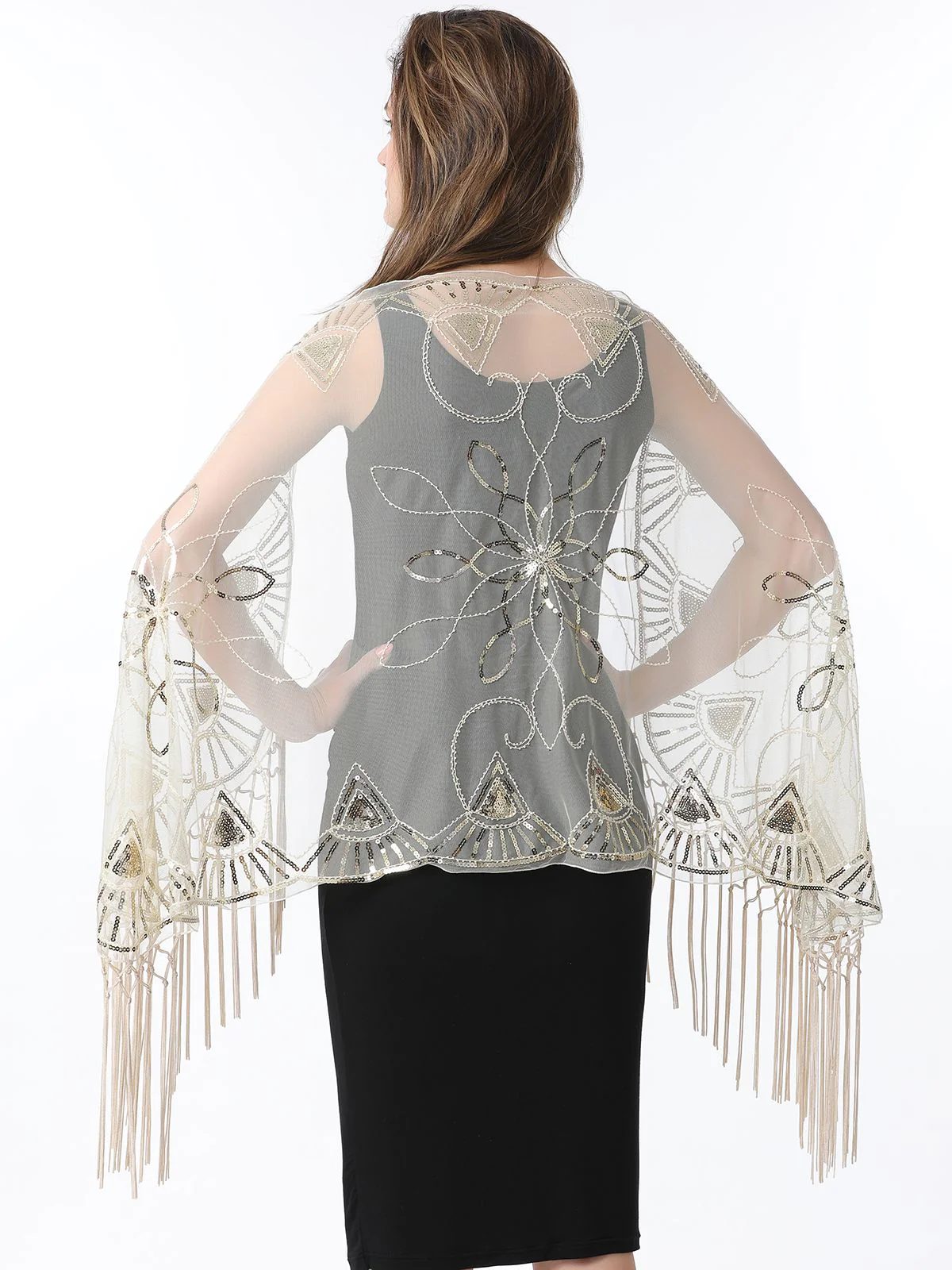 Cape en maille à paillettes et pompons des années 1920 - Image 47