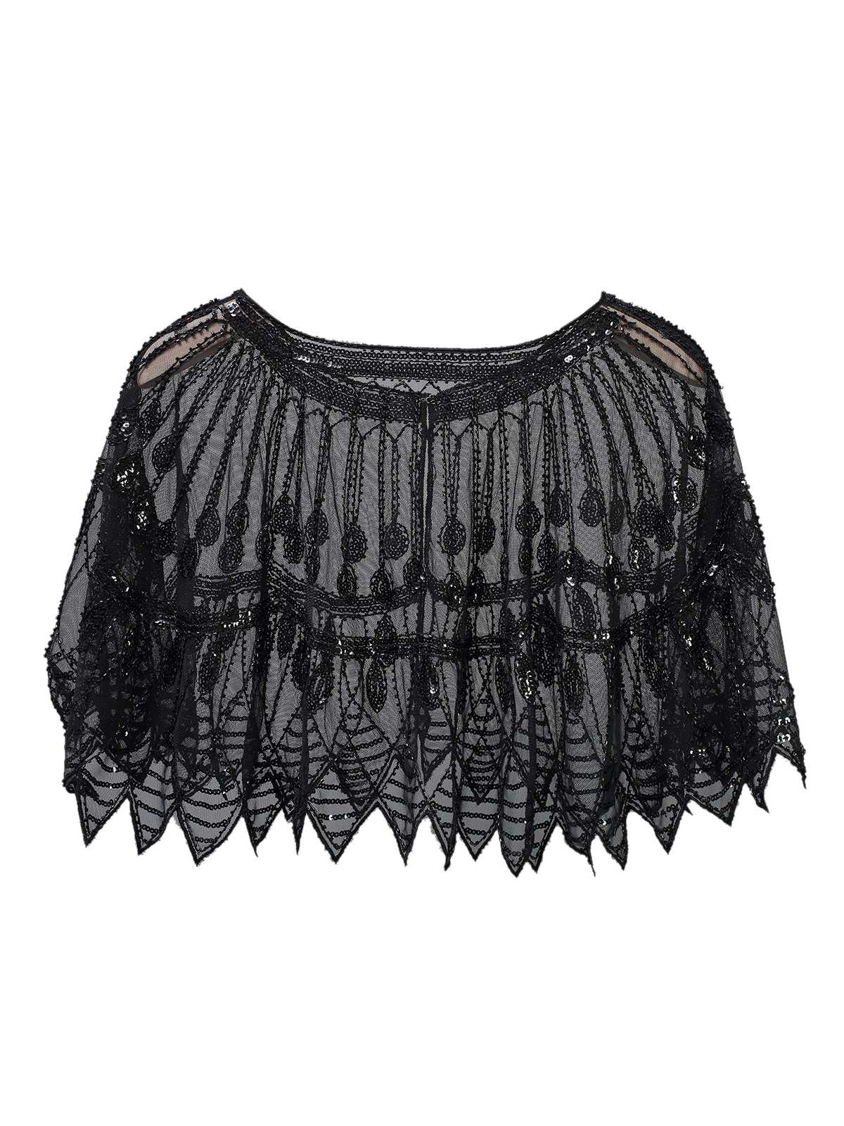 Cape en maille perlée à paillettes vintage des années 1920 - Image 3